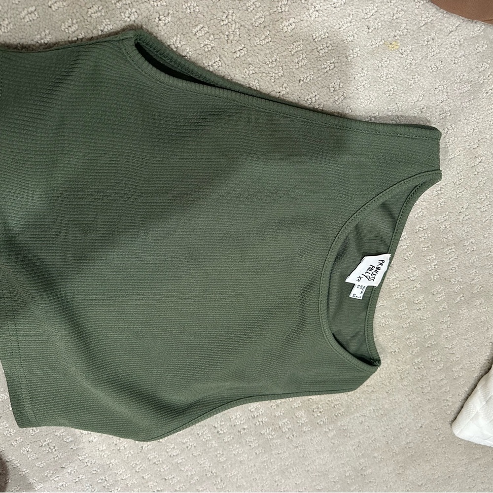 Princess Polly Olive Ribbed Tank Top
